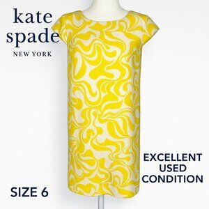 Kate Spade Yellow Swirl Jacquard Shift Dress – Size 6